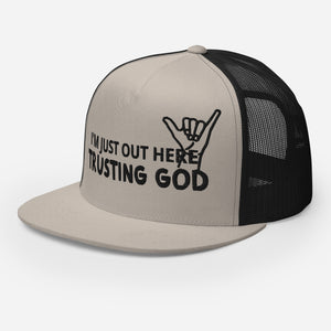 Trusting God Black Letters Trucker Cap