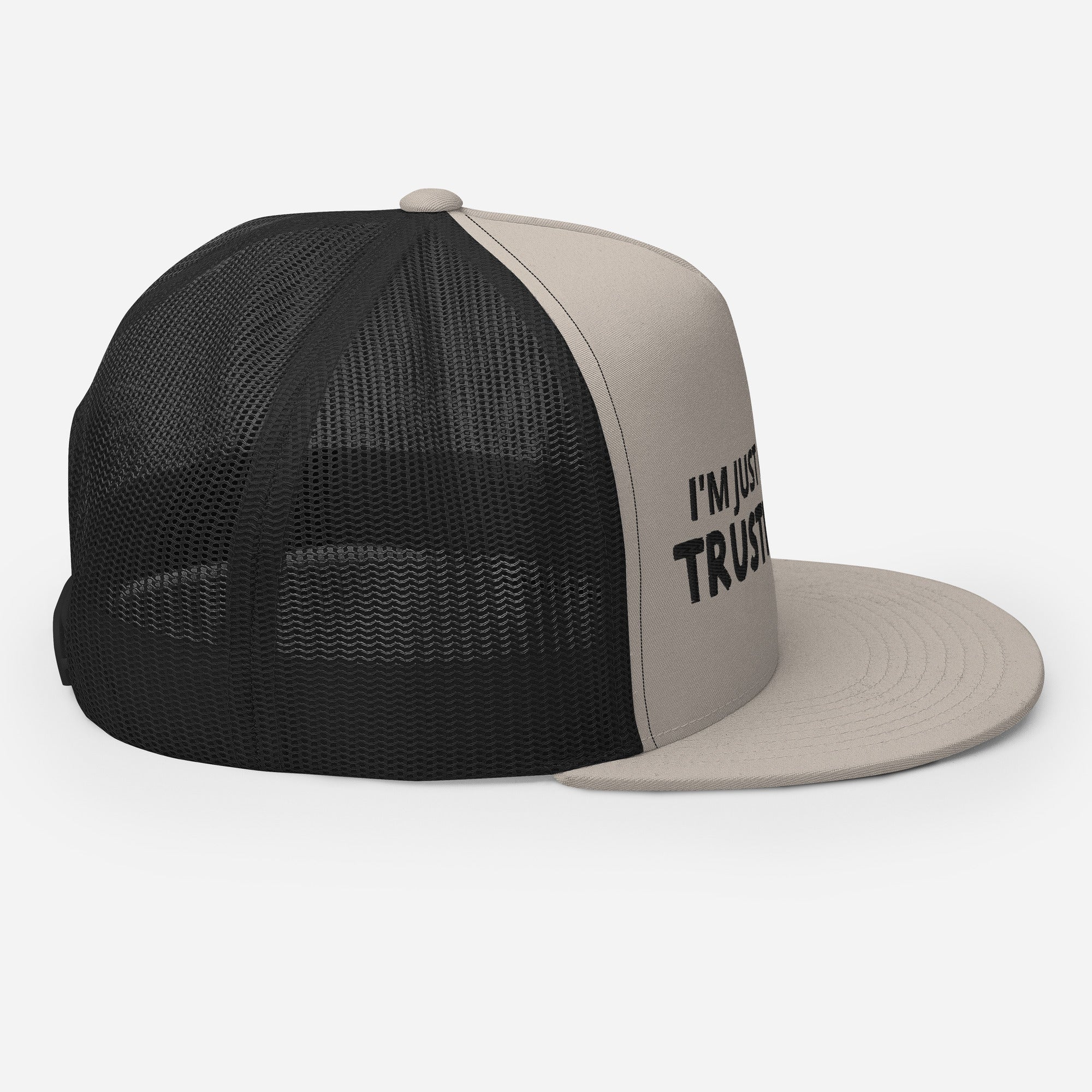 Trusting God Black Letters Trucker Cap