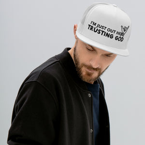 Trusting God Black Letters Trucker Cap