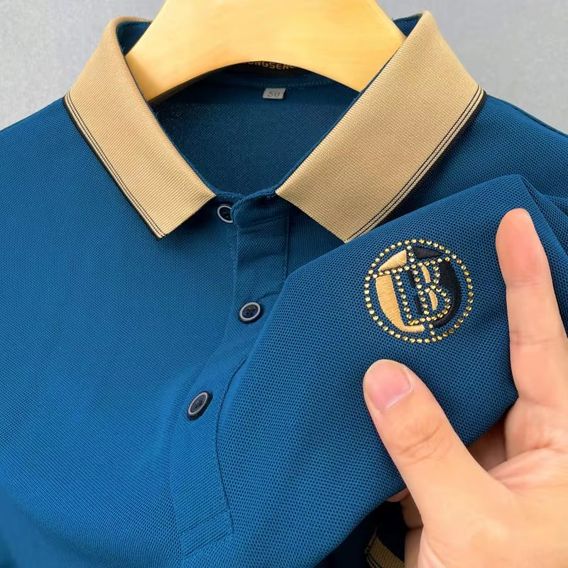 Summer Men'S Short-Sleeved T-Shirt Casual Business Fashion Loose Lapel Embroidered POLO Shirt Breathable Men'S Shirt