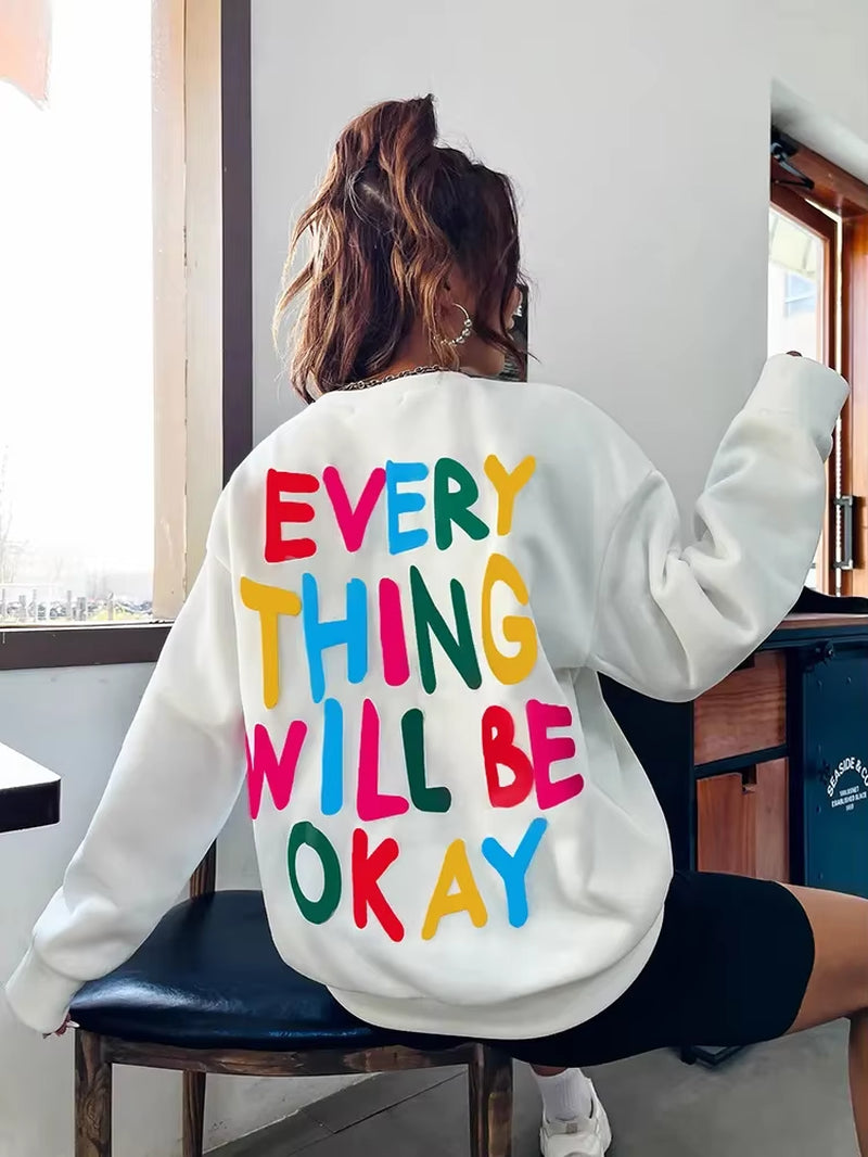 Women'S French Drop Shoulder Crew Neck Pullover Terry Cloth Sweatshirt Cotton 3D Printed Sweatshirt Hoodie