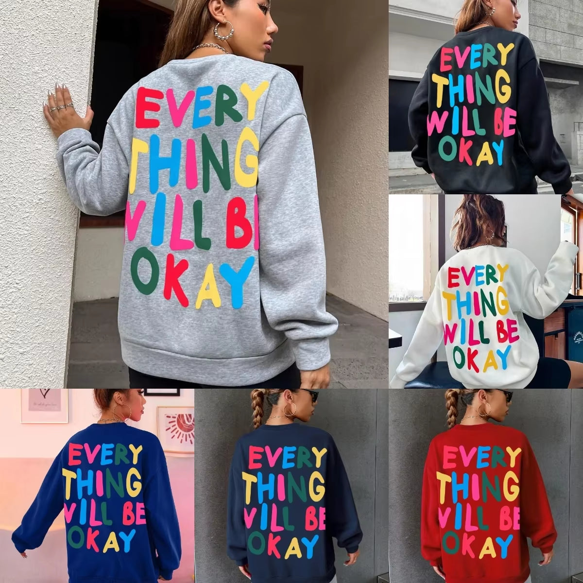 Women'S French Drop Shoulder Crew Neck Pullover Terry Cloth Sweatshirt Cotton 3D Printed Sweatshirt Hoodie