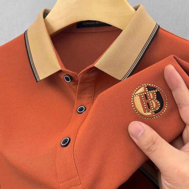 Summer Men'S Short-Sleeved T-Shirt Casual Business Fashion Loose Lapel Embroidered POLO Shirt Breathable Men'S Shirt