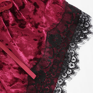 Sexy Velvet & Lace Pajama Set