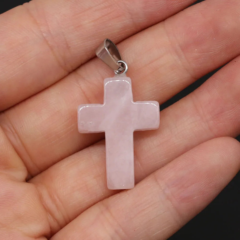 Natural Stone Cross Pendant