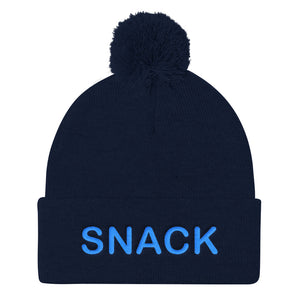 Snack Pom Beanie (blue embroidery)