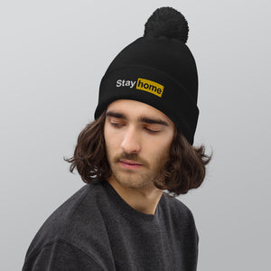 Stay Home pom beanie